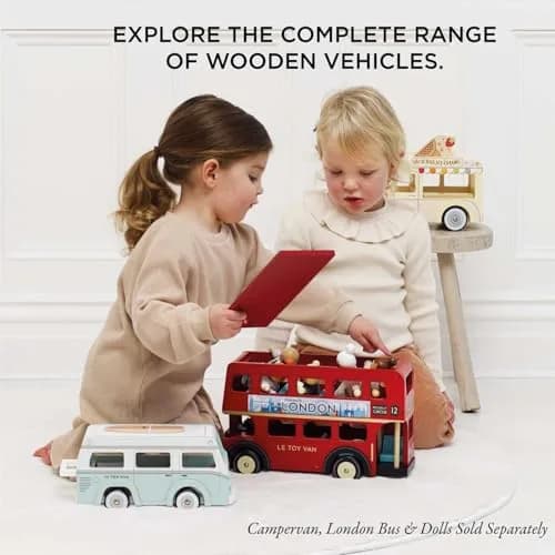 Le Toy Van Dolly Ice Cream Van Play Set for Doll Houses | Traditional Pink Wood, Ages 3+ thumbnail 9