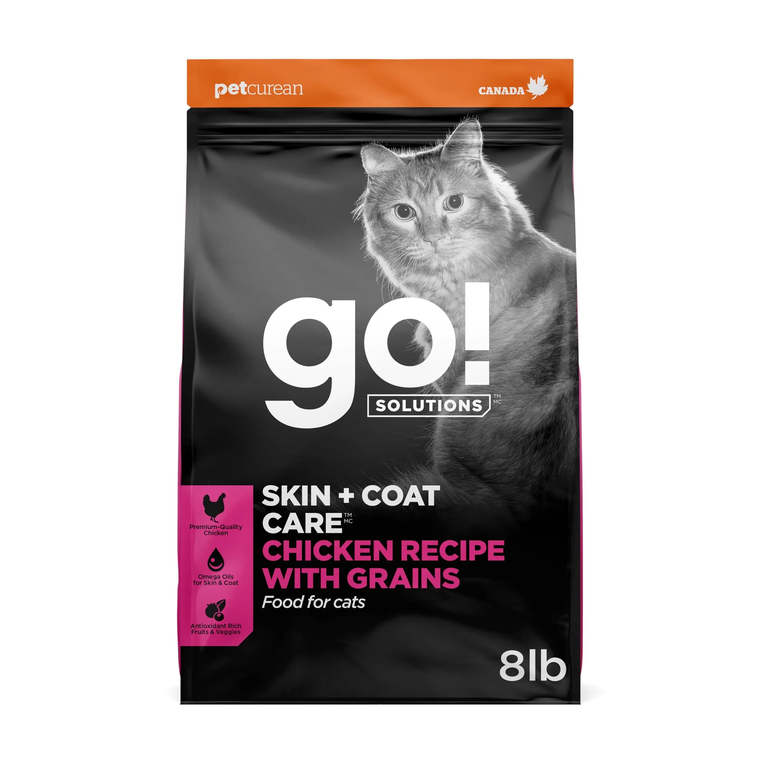 Go! Solutions Skin + Coat Care Chicken Dry Cat Food 8 lb | Supports Healthy Fur & Skin