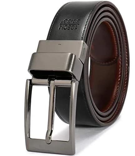 beltox fine Men's Reversible Leather Dress Belt 1.25" Wide with Rotating Buckle | Black/Cognac, Size 52-54 (39"-40" Waist) thumbnail 3