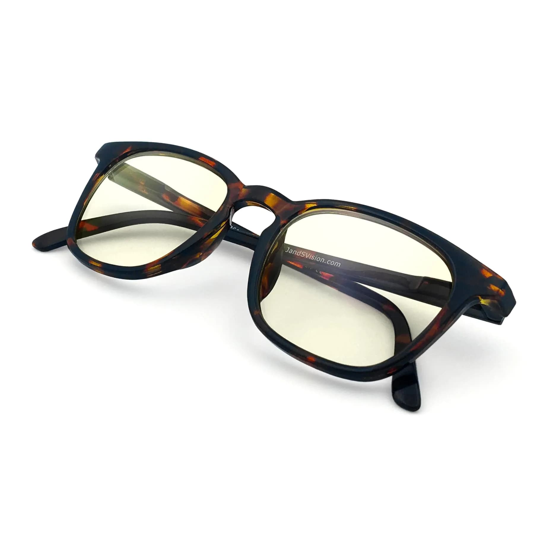 J+S Blue Light Blocking Glasses Hua Oval Black Frame 48mm (1.89in) | Blocks Harmful Blue Light