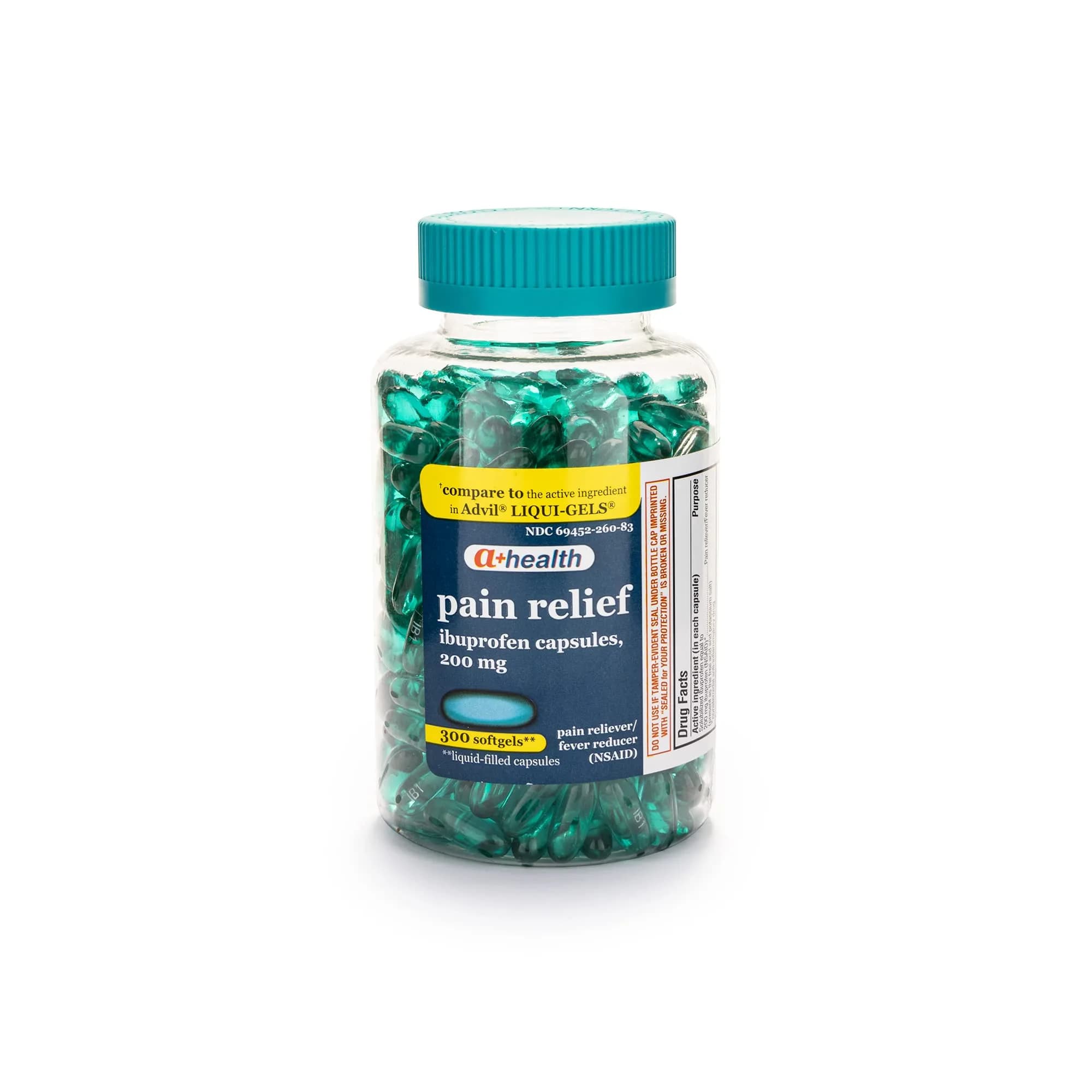 A+Health Ibuprofen 200 Mg Softgels | Pain & Fever Relief 300 Count — Blue
