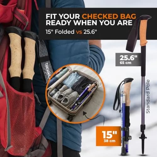 TREKOLOGY Trek-Z Hiking Trekking Poles 115–135 cm | Lightweight Aluminum Support for Men & Women thumbnail 2