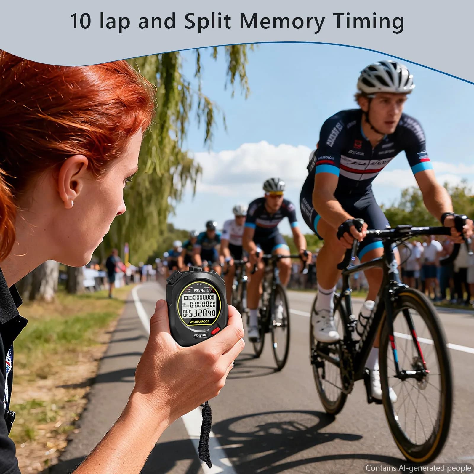 PULIVIA Digital Stopwatch Timer Multi Splits/Laps with Countdown, Alarm, Pace Mode | 1/100 Second Accuracy thumbnail 4