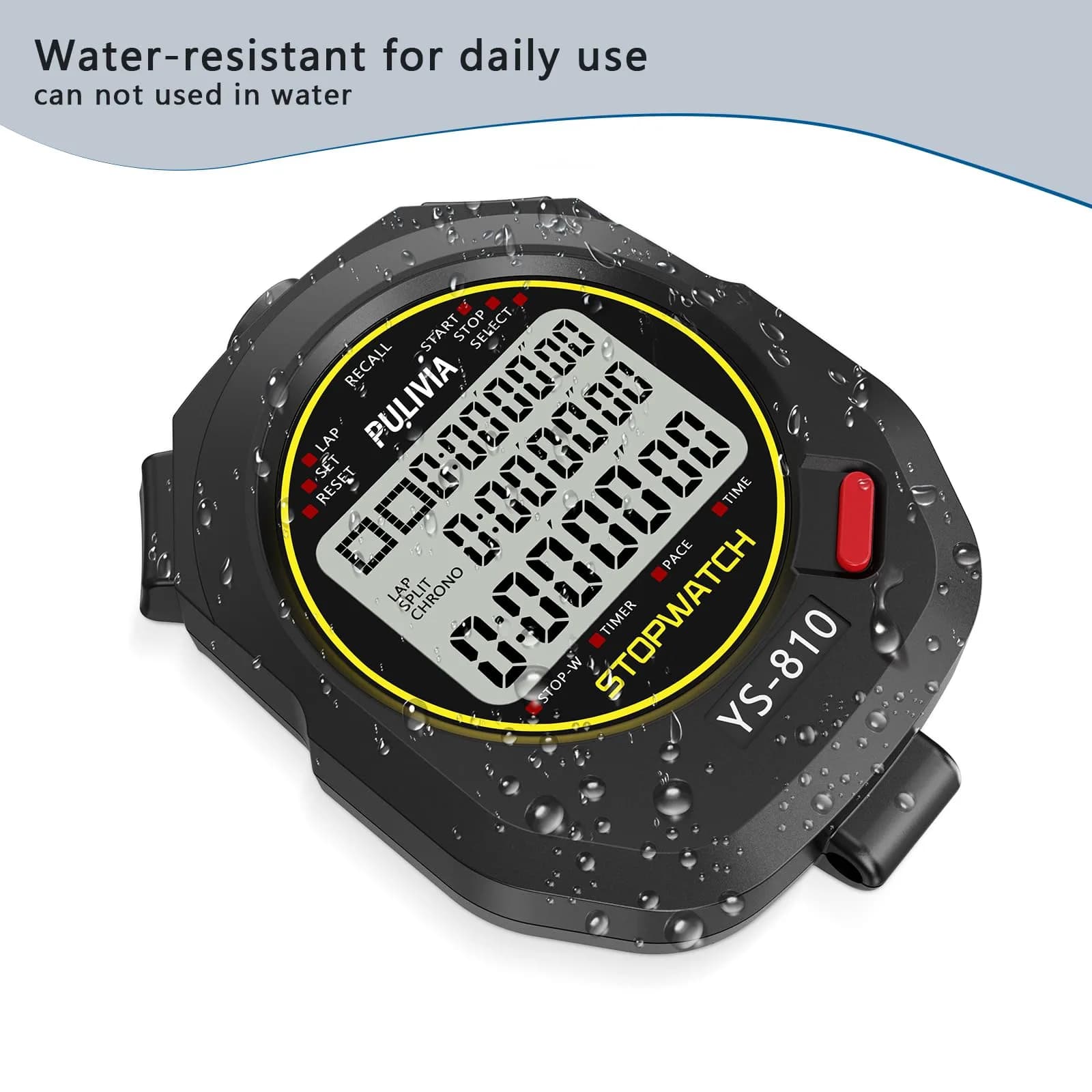 PULIVIA Digital Stopwatch Timer Multi Splits/Laps with Countdown, Alarm, Pace Mode | 1/100 Second Accuracy thumbnail 5