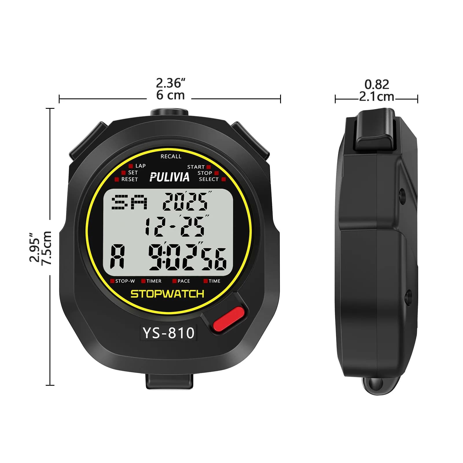 PULIVIA Digital Stopwatch Timer Multi Splits/Laps with Countdown, Alarm, Pace Mode | 1/100 Second Accuracy thumbnail 6