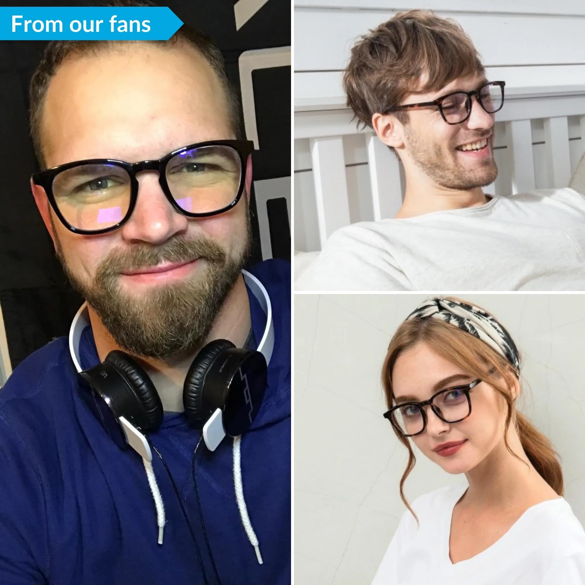 J+S Blue Light Blocking Glasses, Puhou Square Black Frame, LCD Lens (49mm Lens Width, 140mm Arm Length) | Blocks 90% Harmful Blue Light - view 5