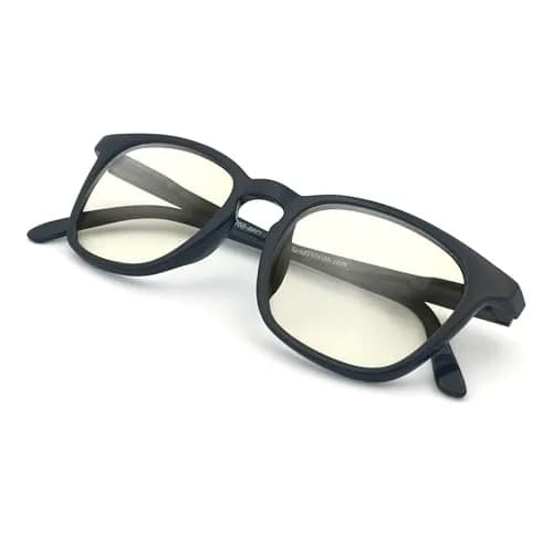 J+S Blue Light Blocking Glasses, Puhou Square Black Frame, LCD Lens (49mm Lens Width, 140mm Arm Length) | Blocks 90% Harmful Blue Light thumbnail 1