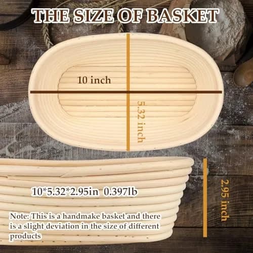 Sondiko Oval Banneton Bread Proofing Basket 24.5cm (9.6") with Liner | Handmade Rattan for Sourdough Bread thumbnail 2