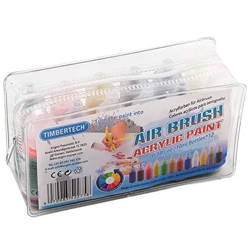 TIMBERTECH Acrylic Airbrush Paint Set 12x10ml (0.34 Fl Oz) | Professional Water-Based Vivid Colors for Artists, Students, Beginners thumbnail 2