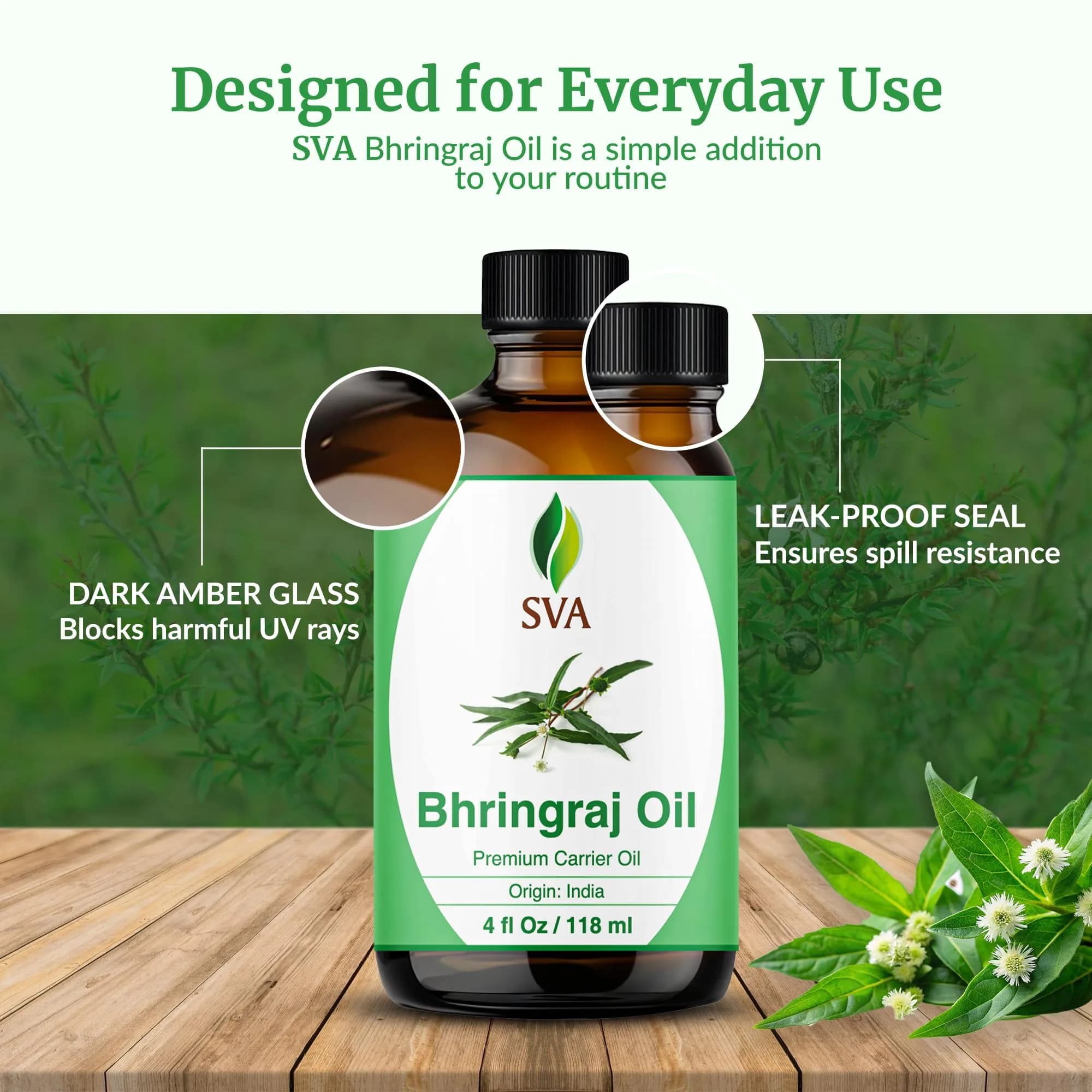 SVA ORGANICS Bhringraj Premium Carrier Oil 118ml (4 Fl Oz) With Dropper | For Hair Oiling, Scalp Massage & Skin Care - view 7