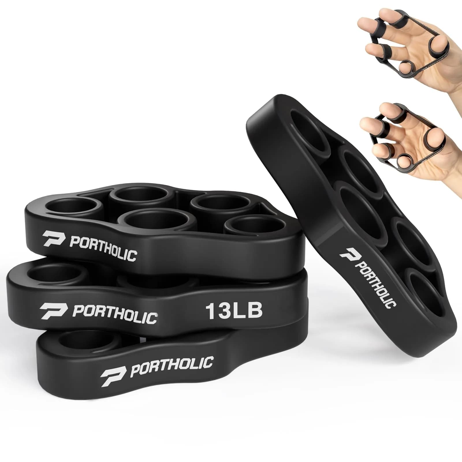 PORTHOLIC 4 Pack Hand Exerciser Grip Strengthener Set | 5-6 kg (6.6 lb) to 6 kg (13 lb) Resistance Bands