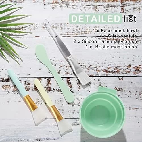 Plazuria Face Mask Mixing Bowl Set, 5 in 1 DIY Kit with Silicone Face Mask Brush & Soft Face Brushes thumbnail 7