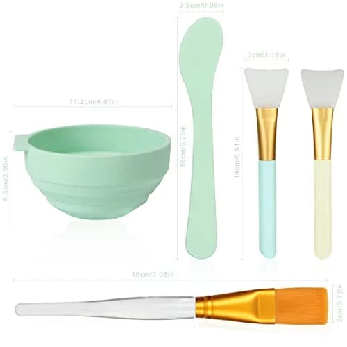 Plazuria Face Mask Mixing Bowl Set, 5 in 1 DIY Kit with Silicone Face Mask Brush & Soft Face Brushes thumbnail 2