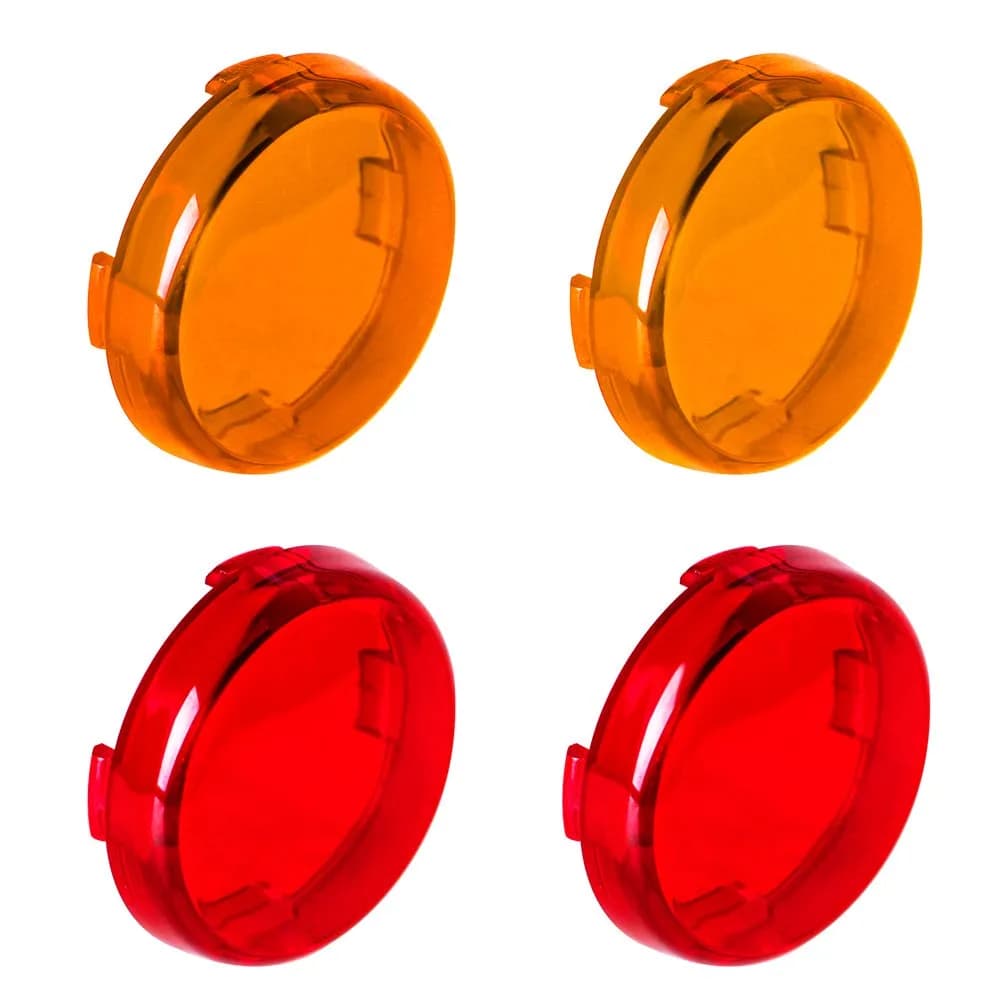 NTHREEAUTO Bullet Turn Signal Light Lens Covers Set Amber Front Red Rear for Harley Models | 4-Piece Set - main product image