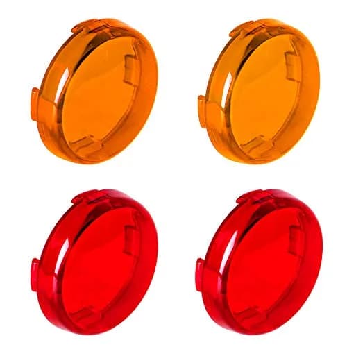 NTHREEAUTO Bullet Turn Signal Light Lens Covers Set Amber Front Red Rear for Harley Models | 4-Piece Set thumbnail 1