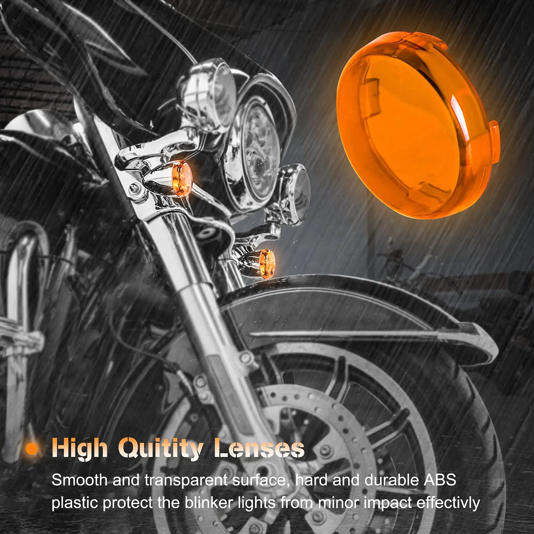 NTHREEAUTO Bullet Turn Signal Light Lens Covers Set Amber Front Red Rear for Harley Models | 4-Piece Set - view 2