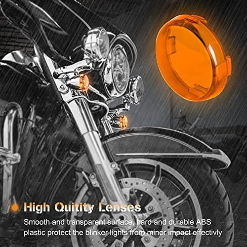 NTHREEAUTO Bullet Turn Signal Light Lens Covers Set Amber Front Red Rear for Harley Models | 4-Piece Set thumbnail 2