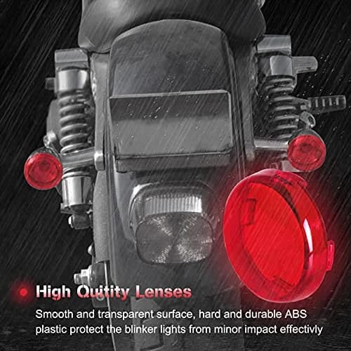 NTHREEAUTO Bullet Turn Signal Light Lens Covers Set Amber Front Red Rear for Harley Models | 4-Piece Set thumbnail 3