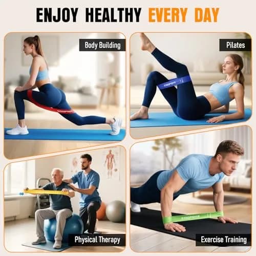 COOBONS FITNESS Resistance Bands for Women and Men | 50LB Exercise Loop Bands for Yoga, Pilates, Rehab, Home Workout thumbnail 6