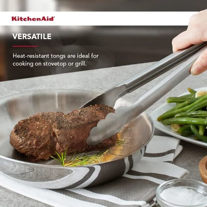 KitchenAid Stainless Steel Utility Tongs 11.6 Inches | Dishwasher Safe & Locking Mechanism thumbnail 5