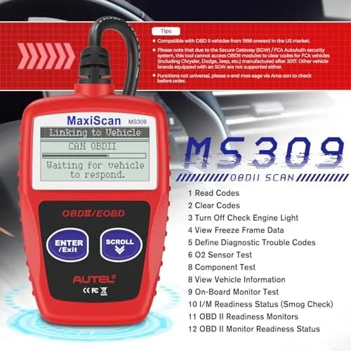 Autel OBD2 Scanner MS309 Universal Car Engine Fault Code Reader | Reads & Clears Codes thumbnail 2