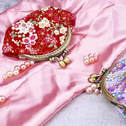 Oyachic Coin Purse, Floral Change Purse, Vintage Coin Pouch, Small Wallet with Kiss Lock Clasp for Women, Girls, Red | Compact & Durable Canvas thumbnail 3