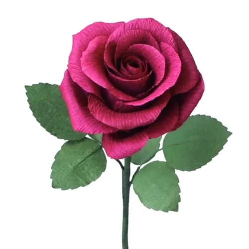 Camellia Bees Paper Rose 1st Wedding for Her Him | Handmade Deep Red Crepe Flower, Anniversary Keepsake (Dark red Burgundy) thumbnail 1
