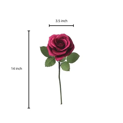 Camellia Bees Paper Rose 1st Wedding for Her Him | Handmade Deep Red Crepe Flower, Anniversary Keepsake (Dark red Burgundy) thumbnail 4