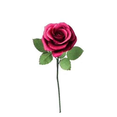 Camellia Bees Paper Rose 1st Wedding for Her Him | Handmade Deep Red Crepe Flower, Anniversary Keepsake (Dark red Burgundy) thumbnail 7