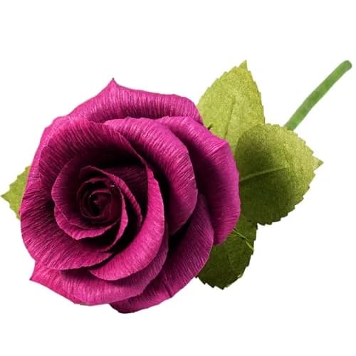Camellia Bees Paper Rose 1st Wedding for Her Him | Handmade Deep Red Crepe Flower, Anniversary Keepsake (Dark red Burgundy) thumbnail 9
