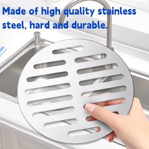 Vonty Round Stainless Steel Floor Drain Cover 6 Inch | Leak-Free Drain Cover with 14 Holes, Silver Tone thumbnail 6