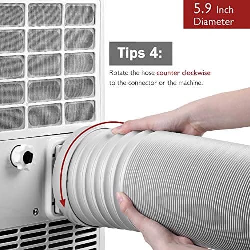 TURBRO Portable Air Conditioner Exhaust Hose 5.9 Inch Diameter 78 Inch Length White | Expandable & Universal Fit thumbnail 6