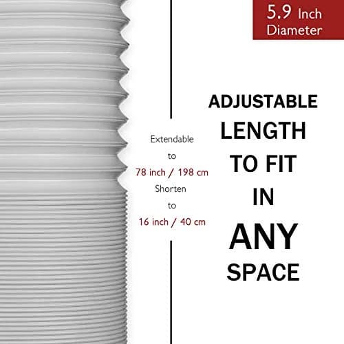 TURBRO Portable Air Conditioner Exhaust Hose 5.9 Inch Diameter 78 Inch Length White | Expandable & Universal Fit thumbnail 7