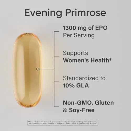 Sports Research Evening Primrose Oil 1300mg | Women’s Health & Skin Support, 30 Softgels thumbnail 2