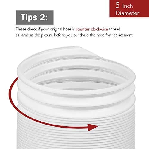TURBRO Portable Air Conditioner Exhaust Hose, 5" Diameter, 78" Length | Universal, Anti-Clockwise Thread thumbnail 4