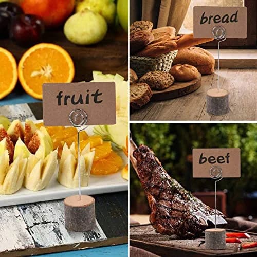 Toncoo 10Pcs Rustic Wood Place Card Holders with Swirl Wire & 20 Kraft Cards | Elegant Table Markers for Weddings & Events thumbnail 4