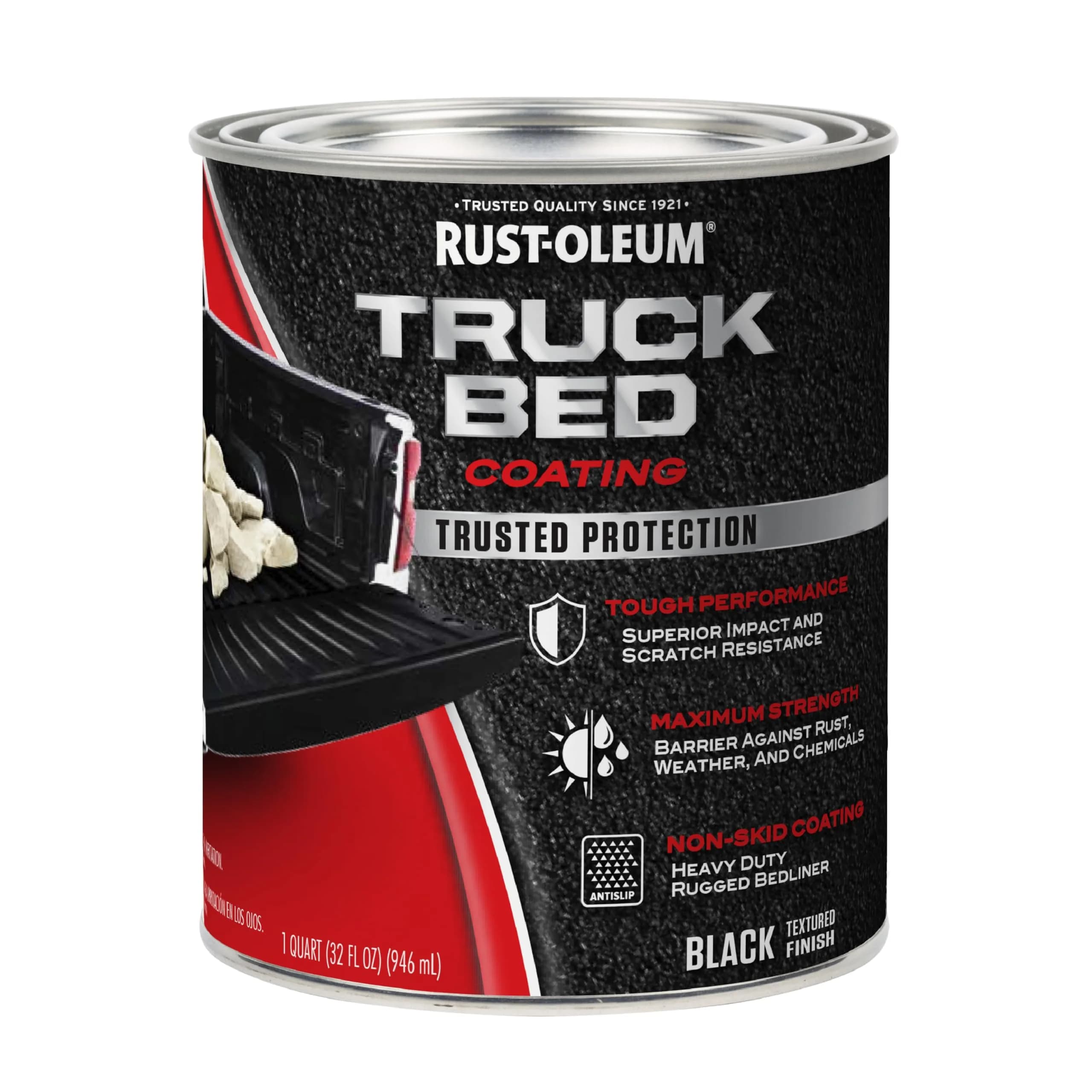 Rust-Oleum Stops Rust Truck Bed Coating Black 1 Quart (946ml) | Durable Non-Skid Finish