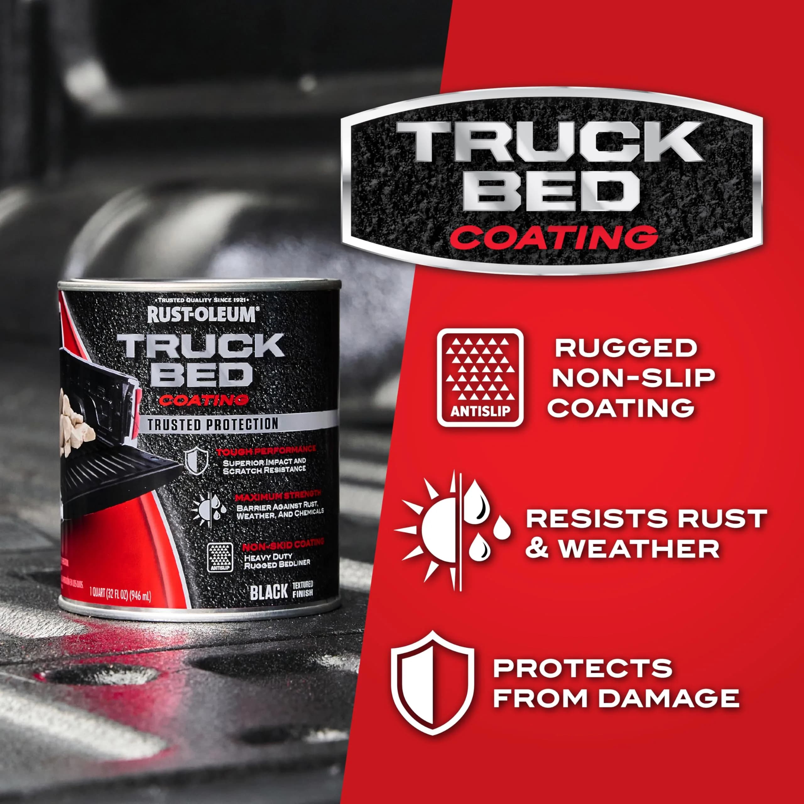 Rust-Oleum Stops Rust Truck Bed Coating Black 1 Quart (946ml) | Durable Non-Skid Finish - view 3