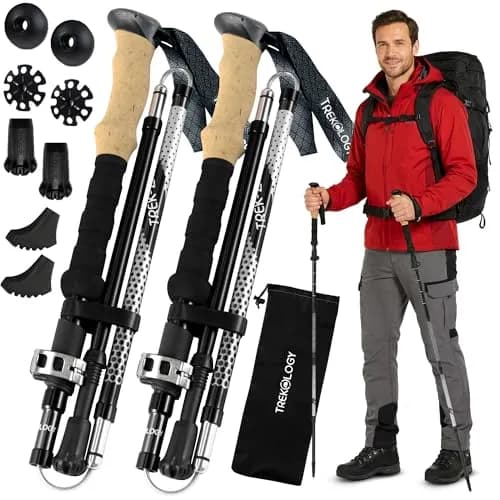 TREKOLOGY Trek-Z Hiking Trekking Poles, 2pc | Adjustable Aluminum Walking Stick for Men & Women thumbnail 1