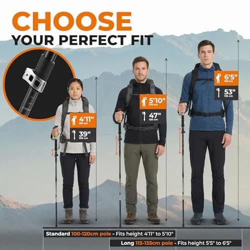 TREKOLOGY Trek-Z Hiking Trekking Poles, 2pc | Adjustable Aluminum Walking Stick for Men & Women thumbnail 5