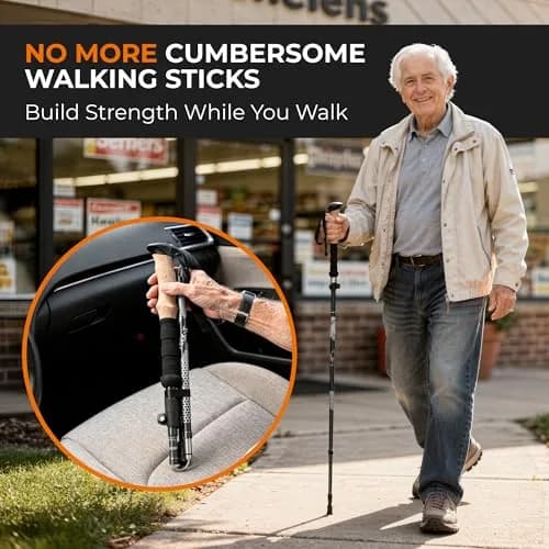 TREKOLOGY Trek-Z Hiking Trekking Poles, 2pc | Adjustable Aluminum Walking Stick for Men & Women thumbnail 6