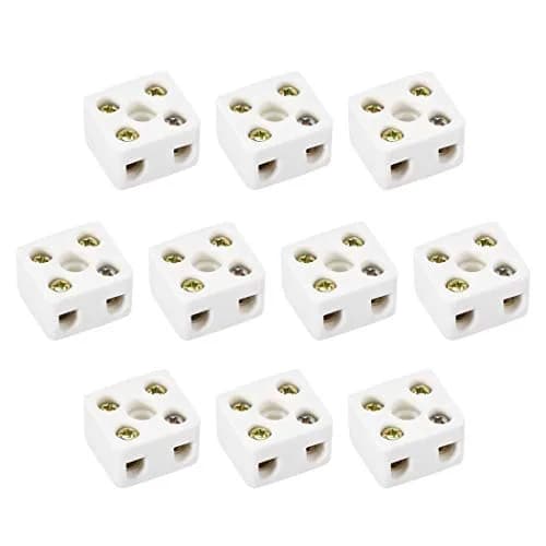 uxcell 2 Way Ceramic Terminal Block 21.5x19.5x14.2mm (10 Pcs) | High Temp Porcelain Connectors for Electrical Wire Cable thumbnail 1