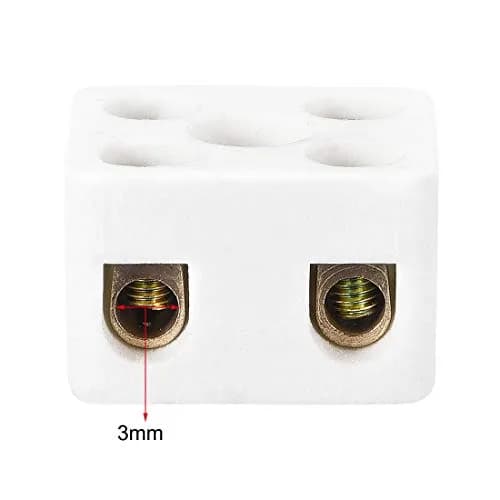 uxcell 2 Way Ceramic Terminal Block 21.5x19.5x14.2mm (10 Pcs) | High Temp Porcelain Connectors for Electrical Wire Cable thumbnail 3
