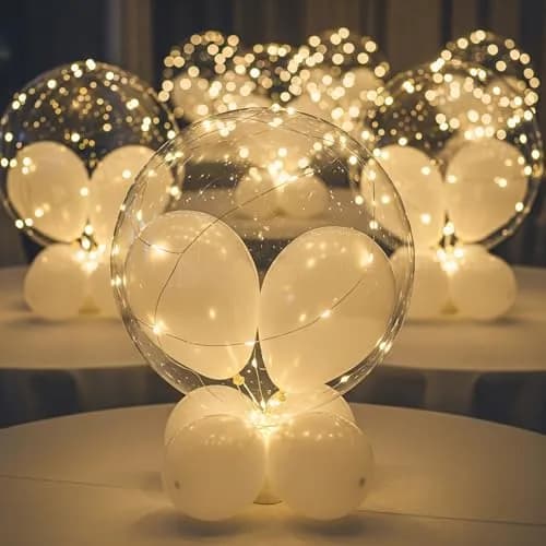 lightsfever 6PCS LED Light Up Bobo Balloons for Wedding Party Decorations | Enchanting White LED Balloons thumbnail 2