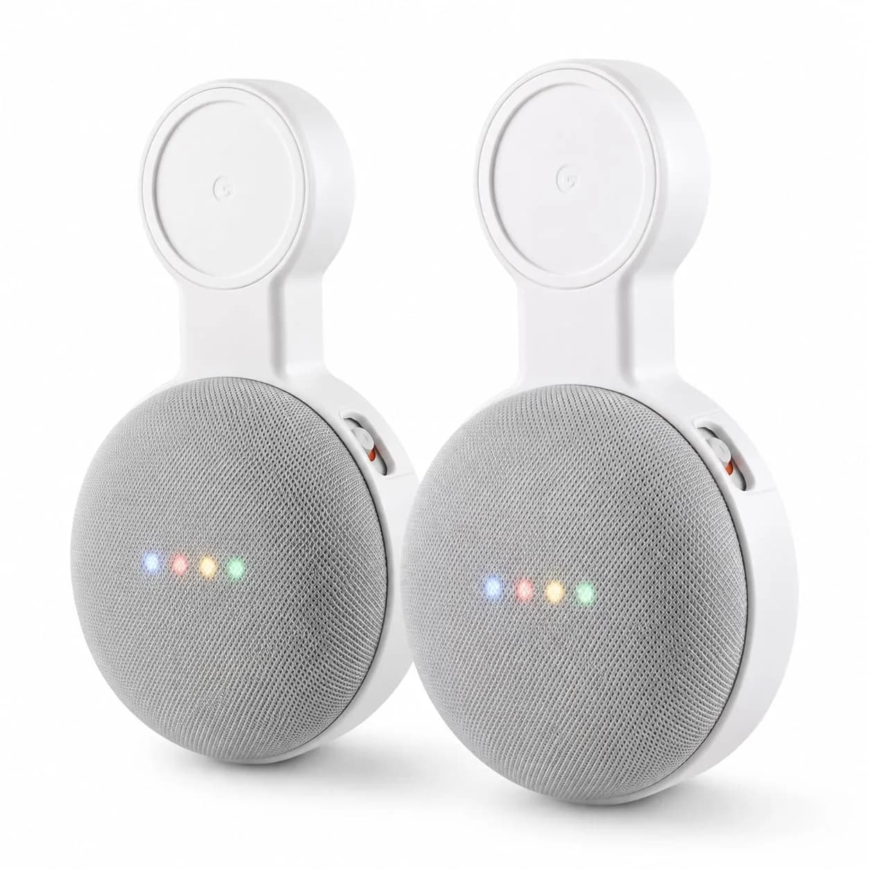 AMORTEK Wall Mount for Google Nest Mini & Home Mini, 2-Pack | Cord Management & Outlet Holder — 2-Pack