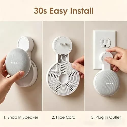AMORTEK Wall Mount for Google Nest Mini & Home Mini, 2-Pack | Cord Management & Outlet Holder thumbnail 4