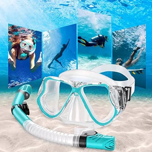 Greatever Snorkeling Gear for Adults Kids | Anti-Fog Dry Snorkel Mask Set with Panoramic View thumbnail 7