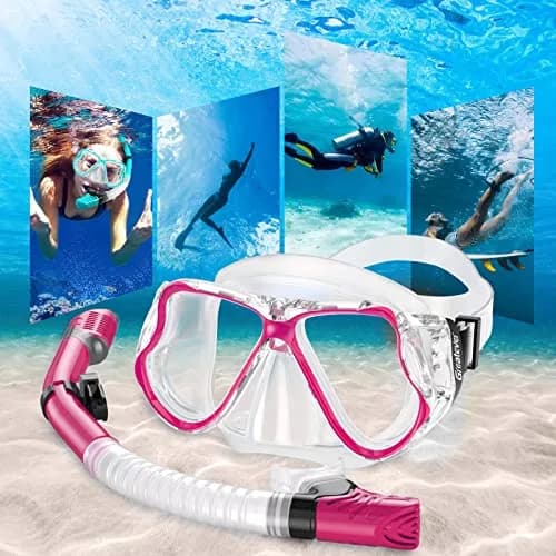 Greatever Snorkeling Gear for Adults Kids | Dry Snorkel Mask Set Anti-Fog with Panoramic View thumbnail 7