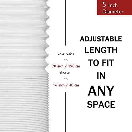 TURBRO Portable Air Conditioner Exhaust Hose 5 Inch Diameter 78 Inch Length White | Expandable & Universal Fit thumbnail 7
