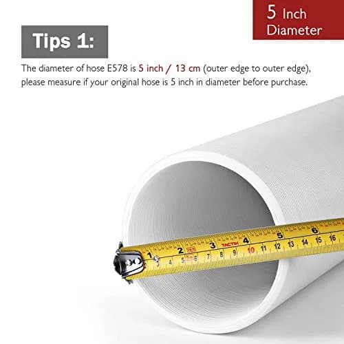 TURBRO Portable Air Conditioner Exhaust Hose 5 Inch Diameter 78 Inch Length White | Expandable & Universal Fit thumbnail 3